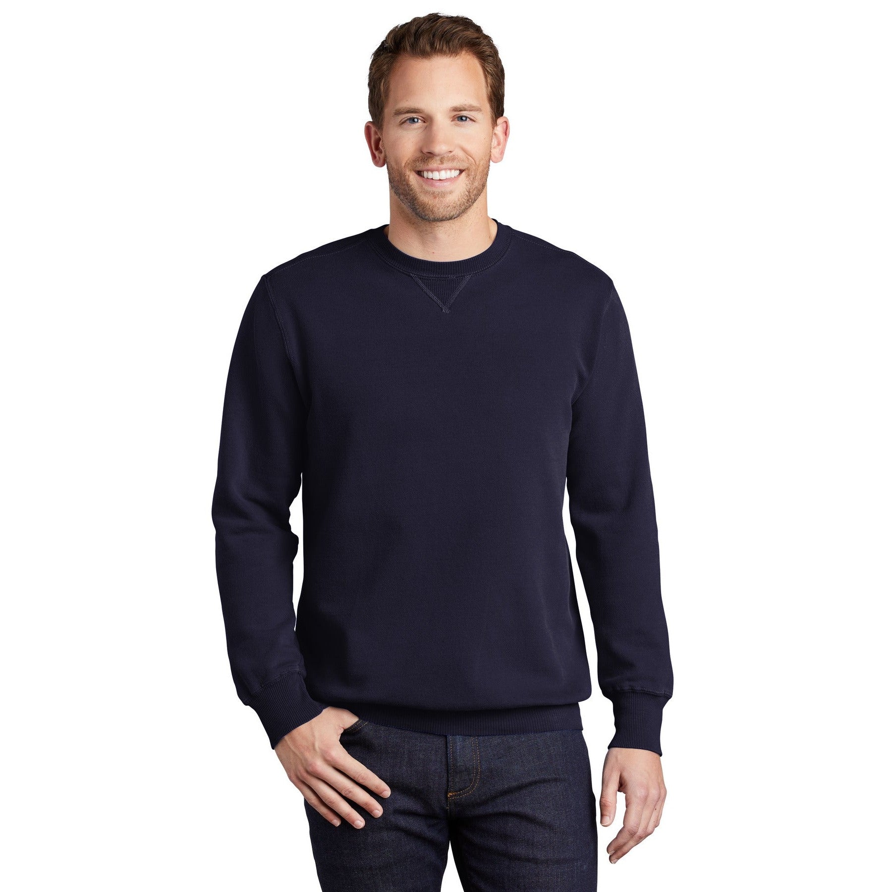 Port & Company-Port & Company® Beach Wash® Garment-Dyed Crewneck Sweatshirt PC098-MedTech-17